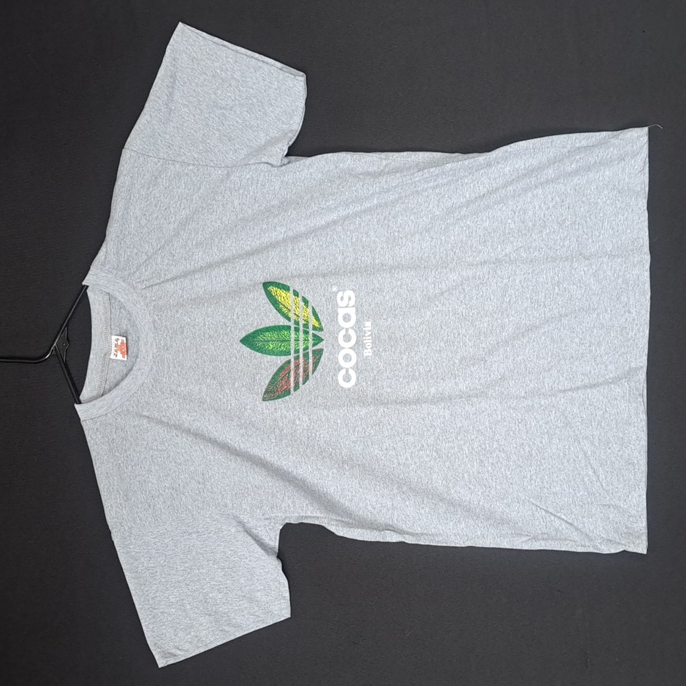 Cocas Bolivia Trefoil T-Shirt Jara Cocaine Leaf-Like Shape Adidas Logo